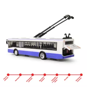 Trolejbus který hlásí zastávky česky 28 cm modrý RAPPA