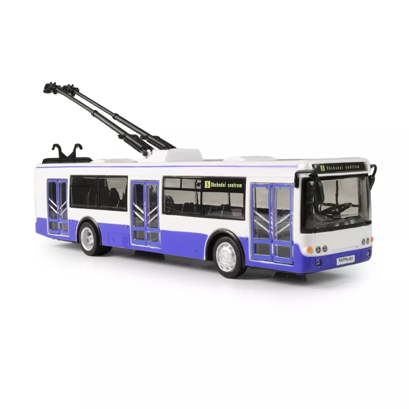 Trolejbus který hlásí zastávky česky 28 cm modrý RAPPA
