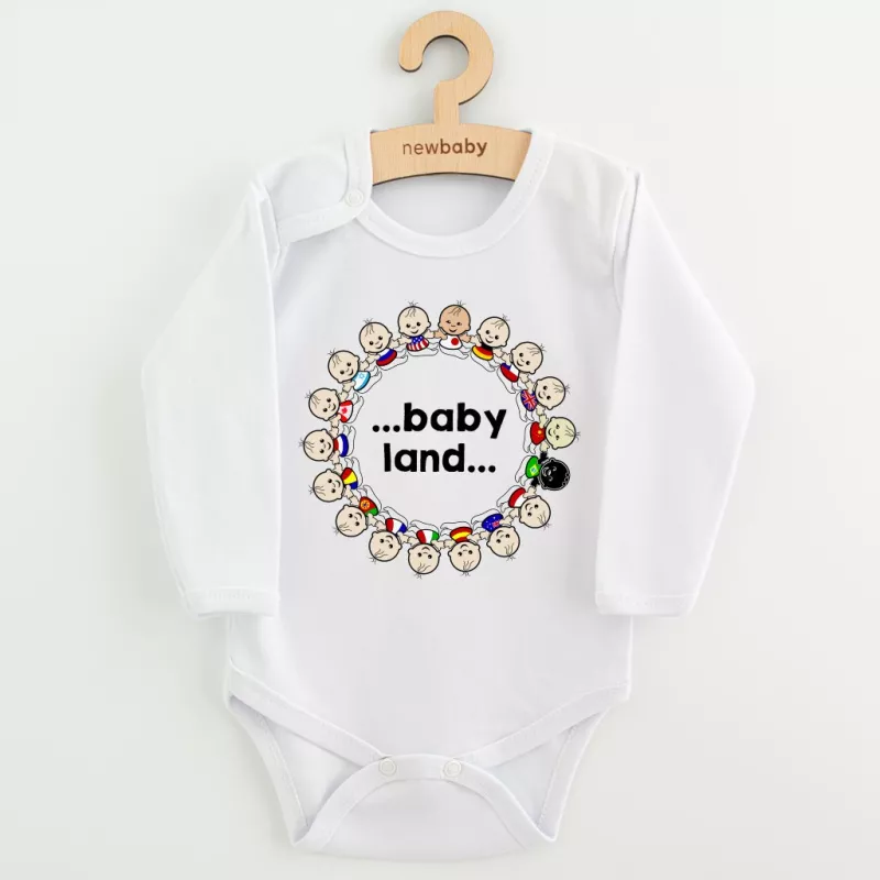 Dětské body s potiskem New Baby ...baby land... Bílá