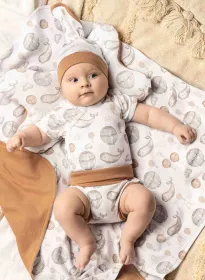 Kojenecká bavlněná čepička-šátek Nicol Miki Dle obrázku