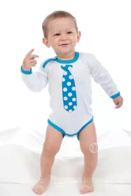Body s potiskem New Baby s tyrkysovou kravatou