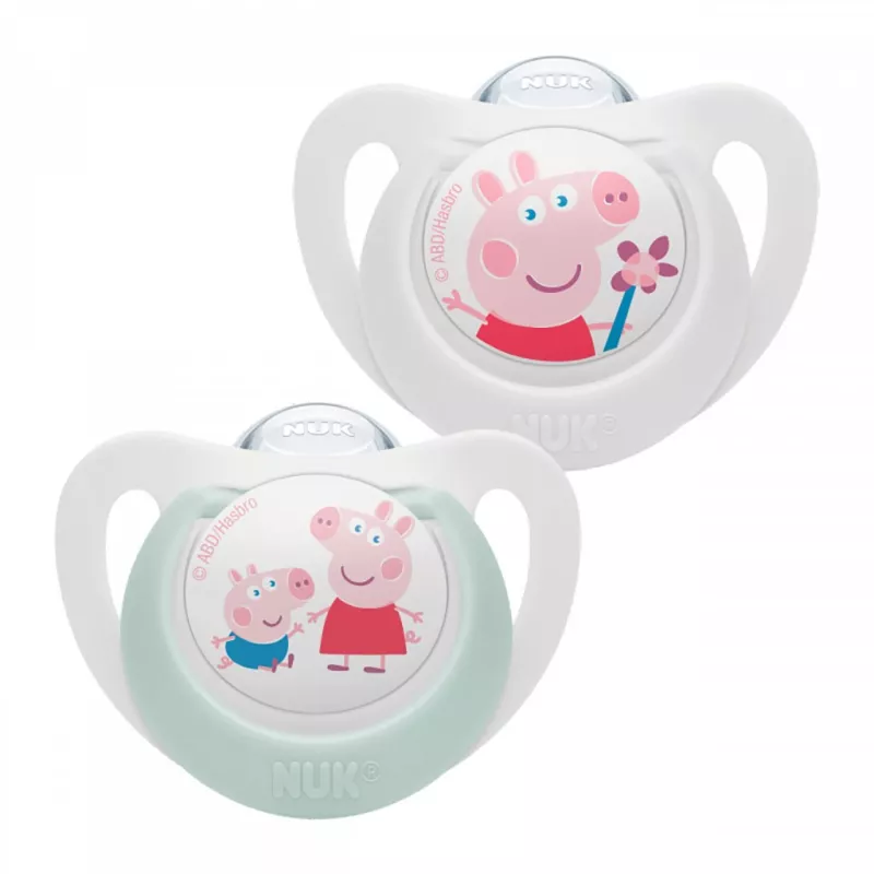 Dudlík NUK Star Peppa Pig 0-6 m 2 ks Bílá