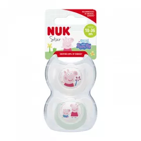 Dudlík NUK Star Peppa Pig 18+m 2 ks Bílá