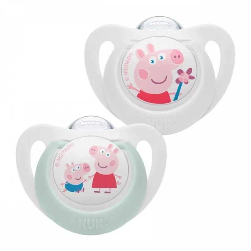 Dudlík NUK Star Peppa Pig 18+m 2 ks Bílá