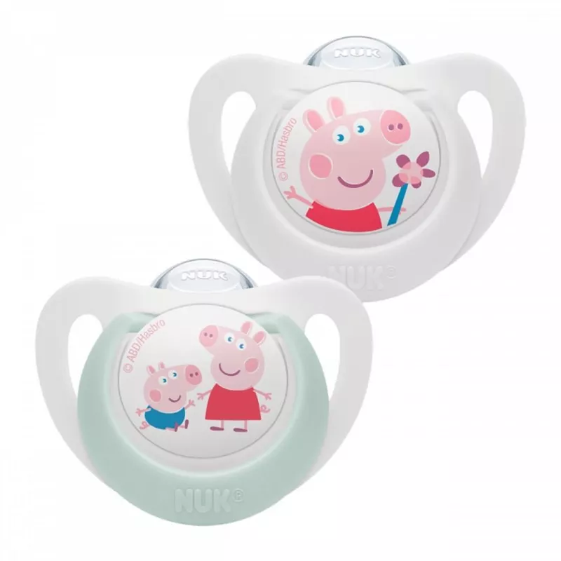 Dudlík NUK Star Peppa Pig 6-18m 2 ks Bílá