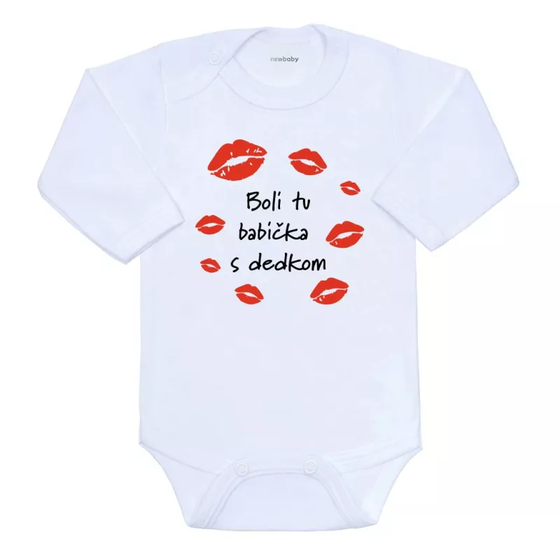 Dětské body s potiskem New Baby Boli tu babička s dedkom Bílá