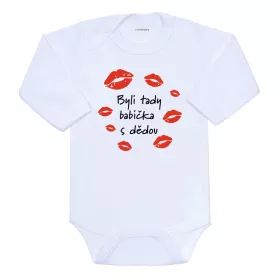Dětské body s potiskem New Baby Byli tady babička s dědou Bílá | 56 (0-3m), 62 (3-6m), 68 (4-6m), 74 (6-9m), 80 (9-12m), 86 (12-18m)