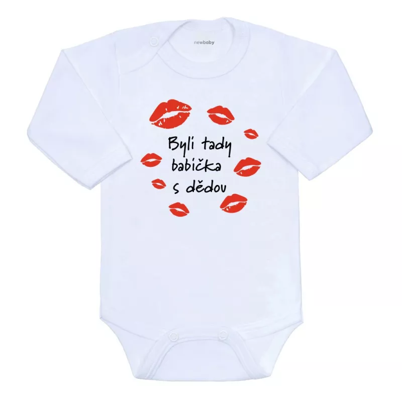 Dětské body s potiskem New Baby Byli tady babička s dědou Bílá