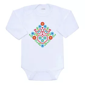 Dětské body s potiskem New Baby Lidový vzor ptáčci Multicolor | 56 (0-3m), 68 (4-6m), 74 (6-9m), 80 (9-12m), 86 (12-18m)