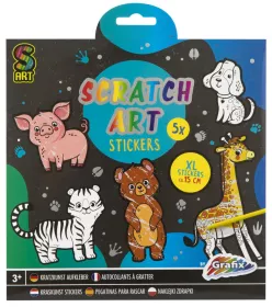 Kreativní set vyškrabávací samolepky 5 kusů + vyškrabávací pero