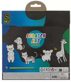 Kreativní set vyškrabávací samolepky 5 kusů + vyškrabávací pero RAPPA
