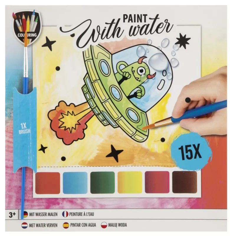 Omalovánky maluj vodou 15 listů + štetec 20x20 cm RAPPA