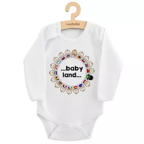 Dětské body s potiskem New Baby ...baby land... Bílá