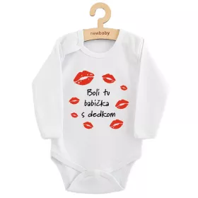 Dětské body s potiskem New Baby Boli tu babička s dedkom Bílá