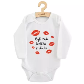 Dětské body s potiskem New Baby Byli tady babička s dědou Bílá