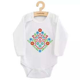 Dětské body s potiskem New Baby Lidový vzor ptáčci Multicolor