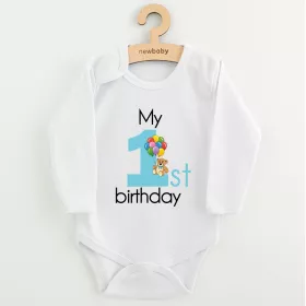 Dětské body s potiskem New Baby My first birthday blue Modrá | 80 (9-12m), 86 (12-18m)