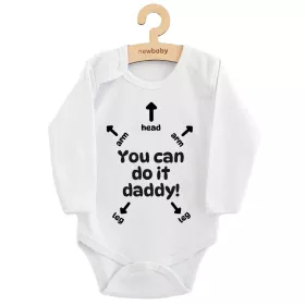 Dětské body s potiskem New Baby You can do it daddy! Bílá