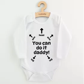 Dětské body s potiskem New Baby You can do it daddy! Bílá | 56 (0-3m), 62 (3-6m), 68 (4-6m), 74 (6-9m), 80 (9-12m), 86 (12-18m)
