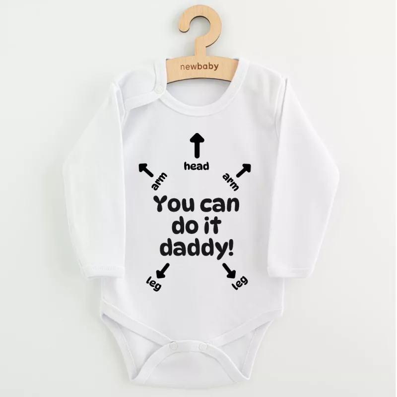 Dětské body s potiskem New Baby You can do it daddy! Bílá
