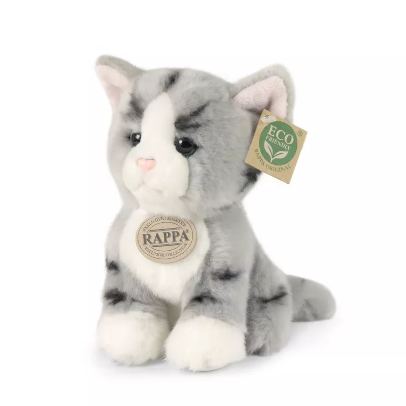 Plyšová kočka šedá 18 cm ECO-FRIENDLY RAPPA