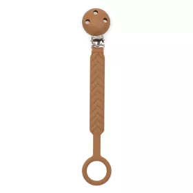 Silikonový klip na dudlík New Baby hnědý