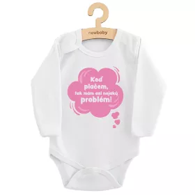 Dětské body s potiskem New Baby Keď plačem, tak mám asi nejaký problém! růžová