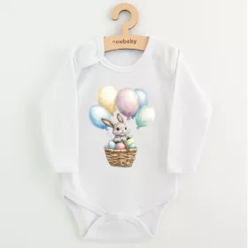 Dětské body s potiskem New Baby Králíček s balónky Bílá | 56 (0-3m), 62 (3-6m), 68 (4-6m), 74 (6-9m), 80 (9-12m), 86 (12-18m)