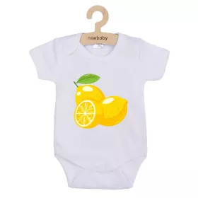 Dětské body s potiskem New Baby Lemon - krátký rukáv Bílá