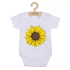 Dětské body s potiskem New Baby Slunečnice - krátký rukáv Bílá