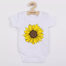 Dětské body s potiskem New Baby Slunečnice  - krátký rukáv Bílá | 56 (0-3m), 62 (3-6m), 68 (4-6m), 74 (6-9m), 80 (9-12m), 86 (12-18m)
