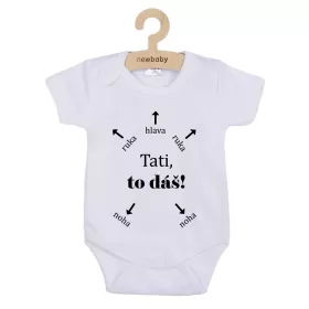 Dětské body s potiskem New Baby Tati, to dáš! - krátký rukáv Bílá
