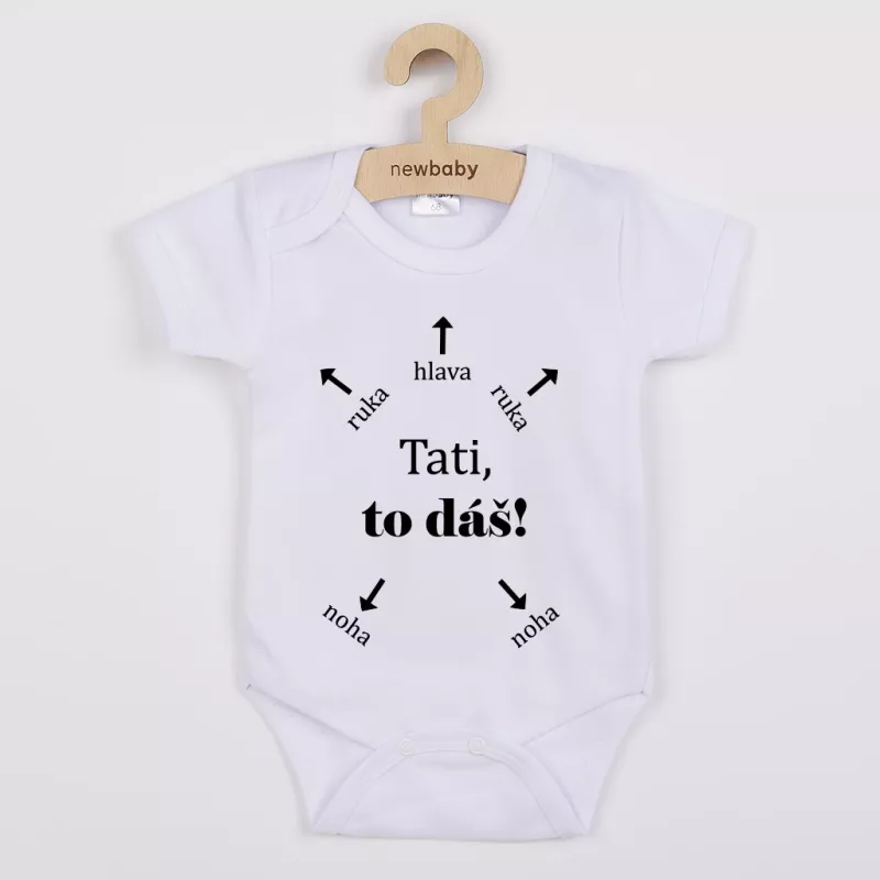 Dětské body s potiskem New Baby Tati, to dáš! - krátký rukáv Bílá