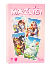 Karty Černý Petr zvířecí mazlíci růžový