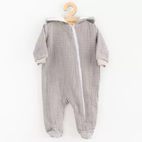 Kojenecký mušelínový overal s kapucí New Baby Comfort clothes šedá Šedá