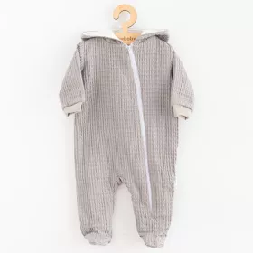 Kojenecký mušelínový overal s kapucí New Baby Comfort clothes šedá Šedá