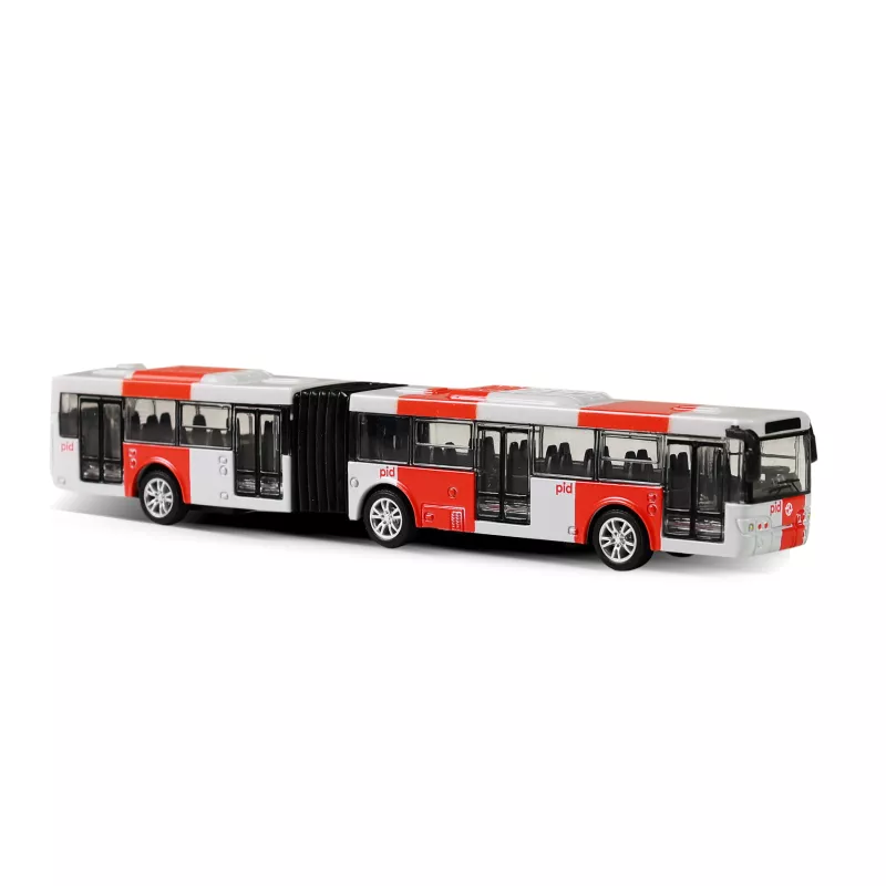 Kovový kloubový autobus PID Praha červený 18 cm RAPPA