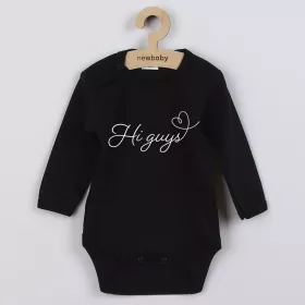 Dětské body s potiskem New Baby Hi guys Černá | 56 (0-3m), 68 (4-6m), 74 (6-9m)