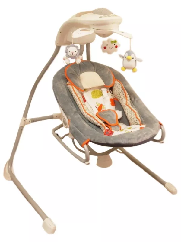 Dětské lehátko s houpátkem a světelným projektorem Baby Mix šedé