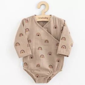 Kojenecké mušelínové body s bočním zavazováním New Baby Rainbow Hnědá