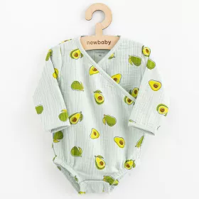 Kojenecké mušelínové body s bočním zavazováním New Baby Avocado Zelená