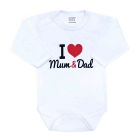 Body s potiskem New Baby I Love Mum and Dad Červená | 50, 56 (0-3m), 62 (3-6m), 68 (4-6m), 74 (6-9m), 80 (9-12m)