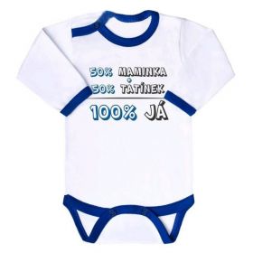 Body s potiskem New Baby 50% MAMINKA + 50% TATÍNEK - 100% JÁ modré | 86 (12-18m)