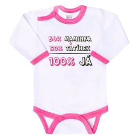 Body s potiskem New Baby 50% MAMINKA + 50% TATÍNEK - 100% JÁ růžové | 80 (9-12m), 86 (12-18m)