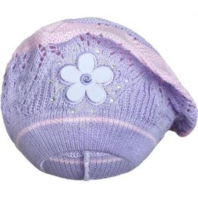Pletená čepička-baret New Baby fialová | 104 (3-4r)