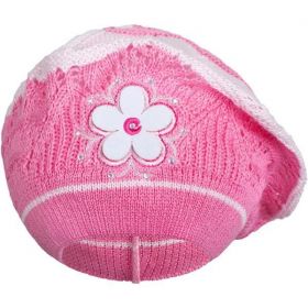 Pletená čepička-baret New Baby tmavě růžová | 104 (3-4r)