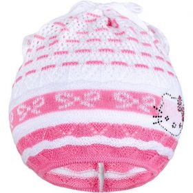 Pletená čepička-šátek New Baby kočička růžová | 104 (3-4r)