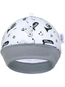 Kojenecká bavlněná čepička New Baby Music Bílá | 56 (0-3m), 62 (3-6m), 68 (4-6m)