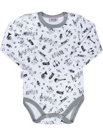 Kojenecké body s dlouhým rukávem New Baby Music Bílá | 74 (6-9m), 80 (9-12m), 86 (12-18m)