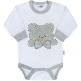 Luxusní kojenecké body s dlouhým rukávem New Baby Honey Bear s 3D aplikací Bílá | 68 (4-6m), 74 (6-9m), 86 (12-18m)